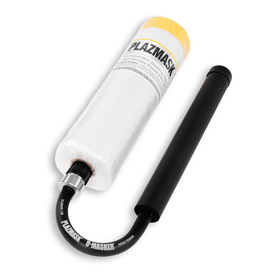Black 11" U-Masker tool pre-loaded with a roll of PlazMask pre-taped masking film.