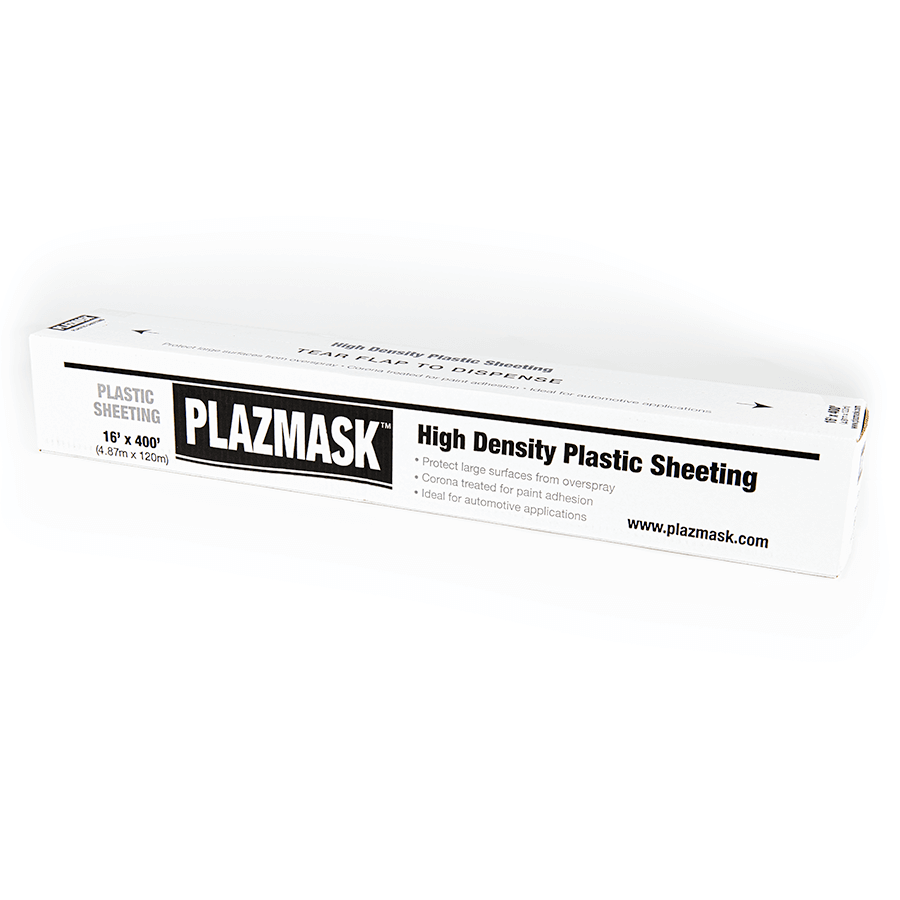 A white box of Plazmask High Density Plastic Sheeting on a white background